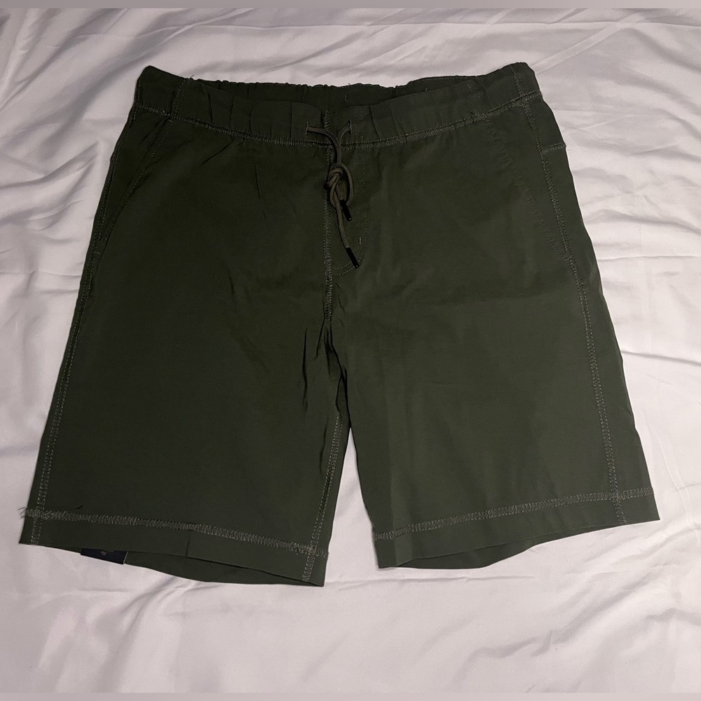 Men's Olive Swim Trunks with Drawstring Waist